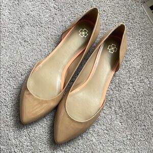 Ann Taylor Patent Leather d'Orsay Style Flats Women’s Size 9.5 Nude Beige